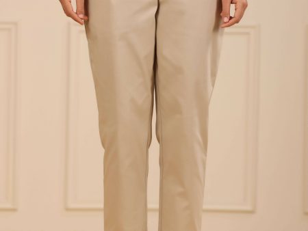 Juniper Women s Beige Cotton Spendex Solid Straight Pant Online now