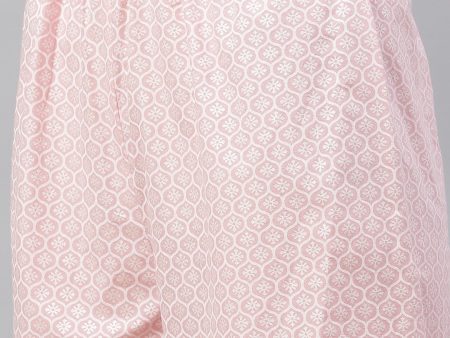 Wahe-NOOR Women s Baby Pink Cotton Kurta Palazzo Set Online Sale