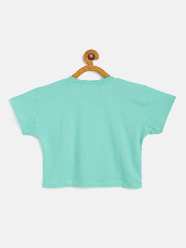 Lyush Green What Crop T-Shirt For Girls Online