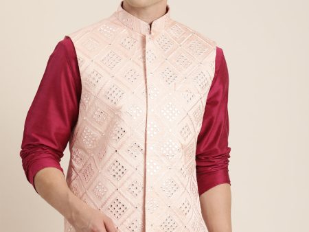 Shrestha By Vastramay Men s Pink Nehru Jacket For Cheap