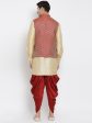 Vastramay Men s Gold Silk Blend Jacket, Kurta and Dhoti Set Hot on Sale