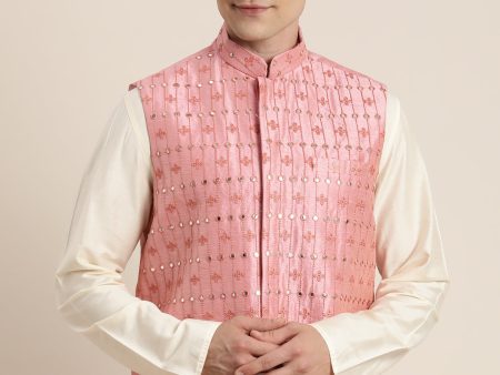 Shrestha By Vastramay Men s Onion Pink Nehru Jacket For Sale