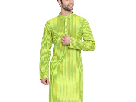 Vastramay Men s Green Pure Cotton Kurta For Sale