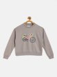 Lyush Grey Terry Embroidered Bicycle Sweatshirt For Girls on Sale