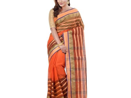 Desh Bidesh Women s Traditional Bengal Tant 3D Temple Design Handloom Pure Cotton Saree Without Blouse Piece Fashion