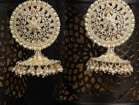 Priyaasi Women White Beaded Gold Plated Jhumkas Online