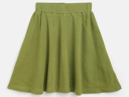 Lyush Green Rib Skater Skirt For Girls For Sale