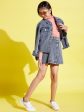 Lyush Grey Acid Wash Raw Hem Denim Crop Jacket For Girls For Sale