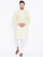 Vastramay Men s Yellow and White Cotton Kurta Pyjama Set Supply