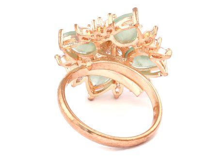 Priyaasi Women Contemporary Mint Green American Diamond Rose Gold Ring on Sale