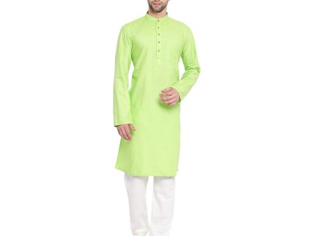 Vastramay Men s Green Cotton Blend Kurta Pyjama Set Supply