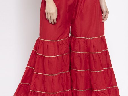 Wahe-NOOR Women s Red Gotta Patti Cotton Gharara Online now