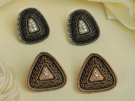 Priyaasi Women Studded Gold and Silver Plated Earrings Set Online now