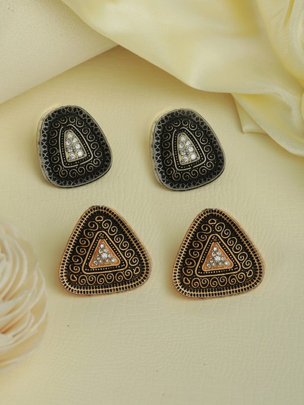 Priyaasi Women Studded Gold and Silver Plated Earrings Set Online now