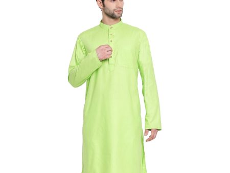 Vastramay Men s Green Cotton Blend Kurta For Discount