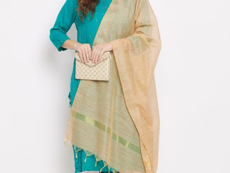 Wahe-NOOR Women s Beige Solid Poly Silk Dupatta Supply