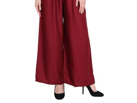 PAVONINE Maroon Color Straight Fit Rayon Fabric Palazzo For Women For Cheap