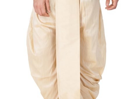 Vastramay Men s Gold Silk Blend Dhoti For Discount