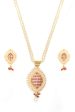 Priyaasi Women White Beads Ruby Gold Plated Pendant Set Online