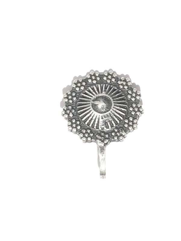 Priyaasi Women Floral Oxidised Silver Nose Pin Online now