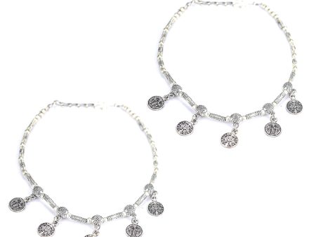 Priyaasi Women German Silver Plated Oxidized Anklets For Cheap