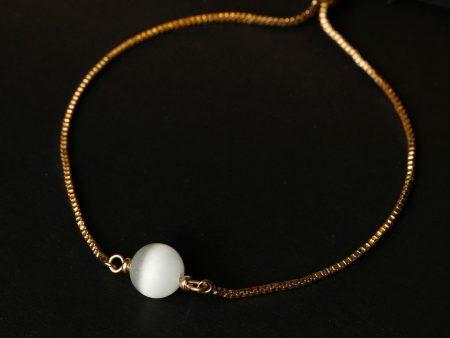 Priyaasi Women White Stone Rose Gold Plated Spherical Link Bracelet Hot on Sale