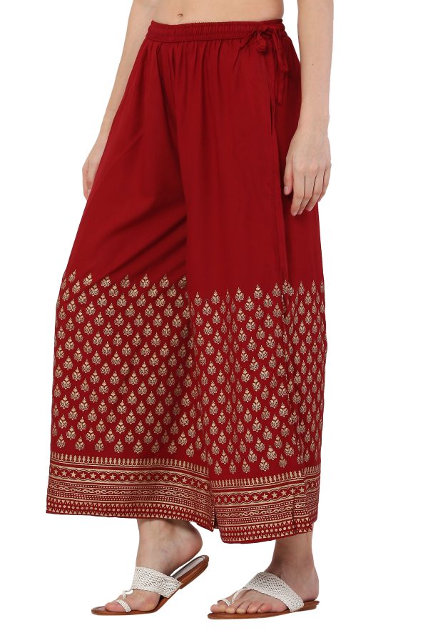 PAVONINE Maroon Color Minar Half Golden Print Sharara For Women Supply