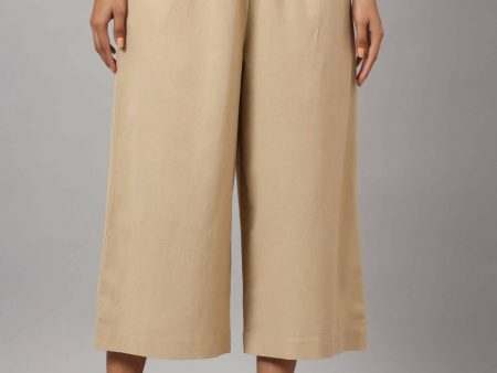 Juniper Women s Beige Cotton Flex Flared Culottes Online Sale