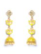 Priyaasi Women Yellow Gold Plated Meenakari Floral Jhumka For Discount