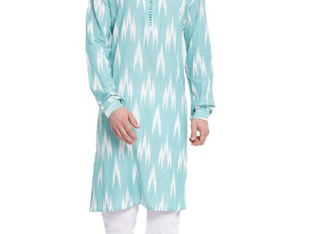 Vastramay Men s Green Cotton Blend Kurta Pyjama Set Supply