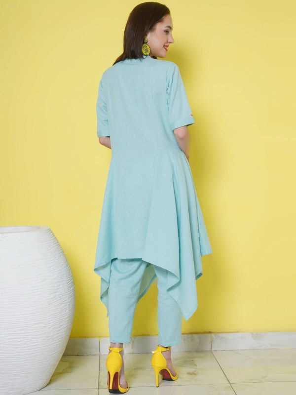 Women Republic Light Blue Cotton Kurta Set Hot on Sale