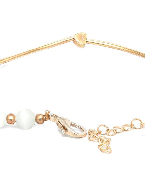 Priyaasi Women White Pearls Rose Gold Plated Link Bracelet Fashion