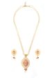 Priyaasi Women White Beads Ruby Gold Plated Pendant Set Online