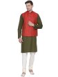 Vastramay Men s Green Cotton Linen Blend Jacket, Kurta and Pyjama Set For Cheap