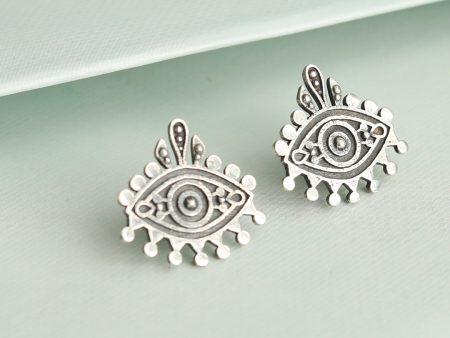 Priyaasi Women Trinket Evil Eye Oxidised Silver Earrings Online now