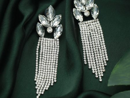 Priyaasi Women White Leaf Tassel Drop Earrings For Discount