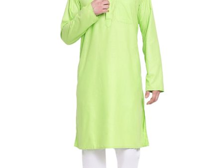 Vastramay Men s Green Cotton Blend Kurta Pyjama Set Hot on Sale