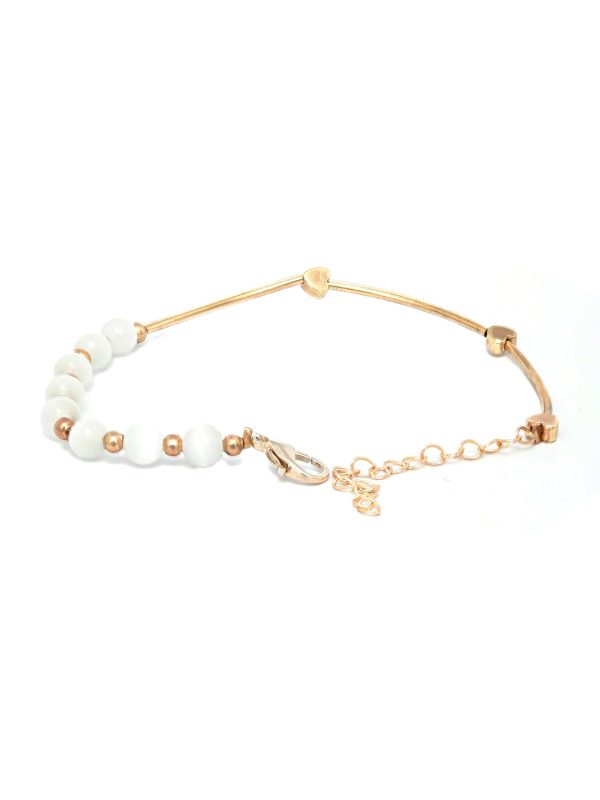 Priyaasi Women White Pearls Rose Gold Plated Link Bracelet Fashion