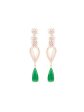 Priyaasi Women Emerald American Diamond Rose Gold Plated Floral Drop Earrings For Discount