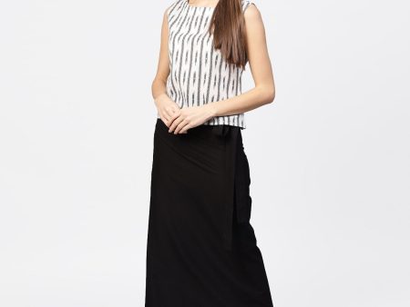 NOZ2TOZ Black Ankle Length Cotton Straight Skirt Online