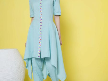 Women Republic Light Blue Cotton Kurta Set Hot on Sale