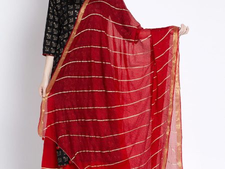 Wahe-NOOR Women s Red Printed Kota Cotton Dupatta For Discount