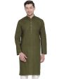 Vastramay Men s Green Cotton Linen Blend Kurta For Discount