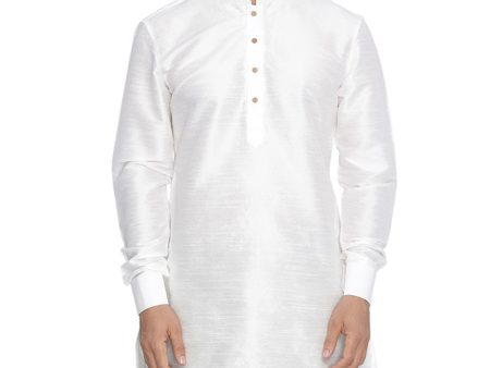 Vastramay Men s White Silk Blend Kurta Online