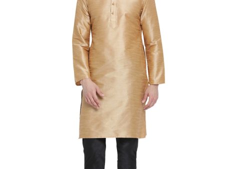 Vastramay Men s Gold Silk Blend Kurta Pyjama Set on Sale