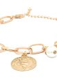 Priyaasi Women White Pearls Rose Gold Plated Coin Link Bracelet Cheap