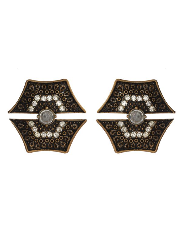 Priyaasi Women Stylish Studded Floral Gold Plated Earrings Hot on Sale