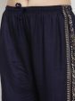 PAVONINE Navy Blue Color Block Side Printed Rayon Fabric Sharara For Women Online Sale