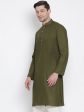 Vastramay Men s Green Cotton Linen Blend Kurta For Discount