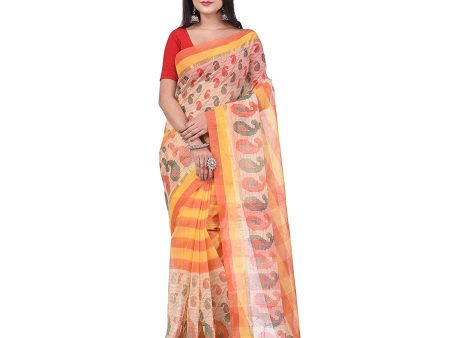 Desh Bidesh Bengal Cotton Women s Bengal Tant Kolka Print Design Pure Handloom Cotton Saree Without Blouse Piece Supply